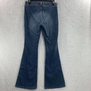 Vtg Y2K Tommy Hilfiger Flare Jeans Low Rise Blue Jr Sz 3 Button Leg Bare back